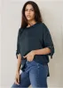 Roll Tab Sleeve Blouse - Navy sold by VENUS
