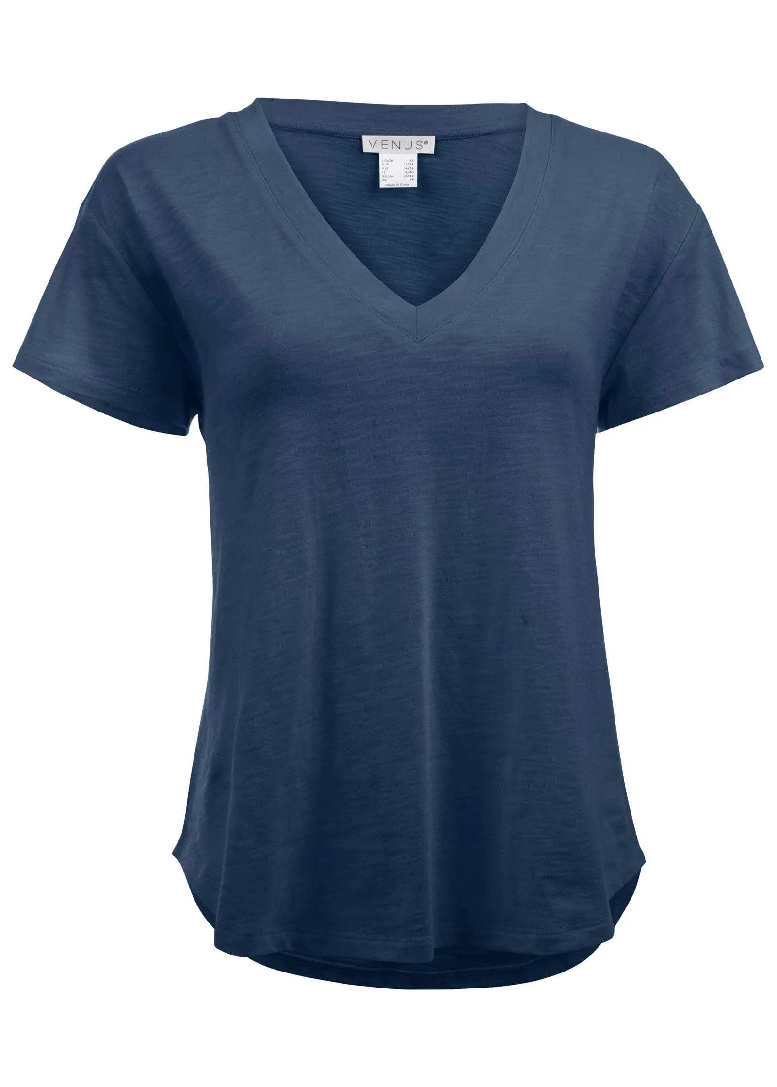 Cotton Slub V-Neck Tee - Dark Denim sold by VENUS product image thumbnail 2