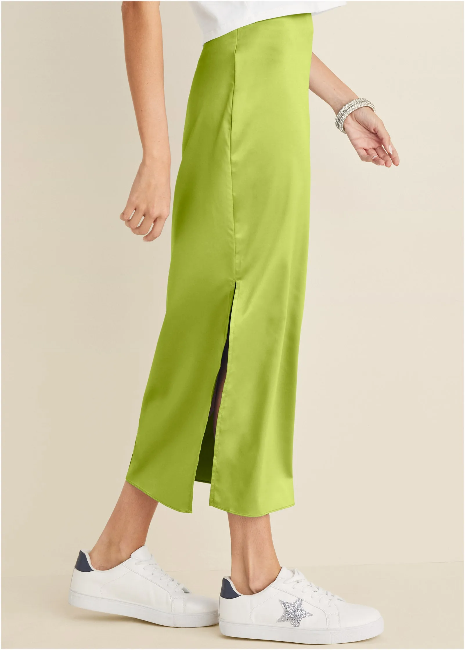 Midi Slip Skirt - Lime sold by VENUS product image thumbnail 3