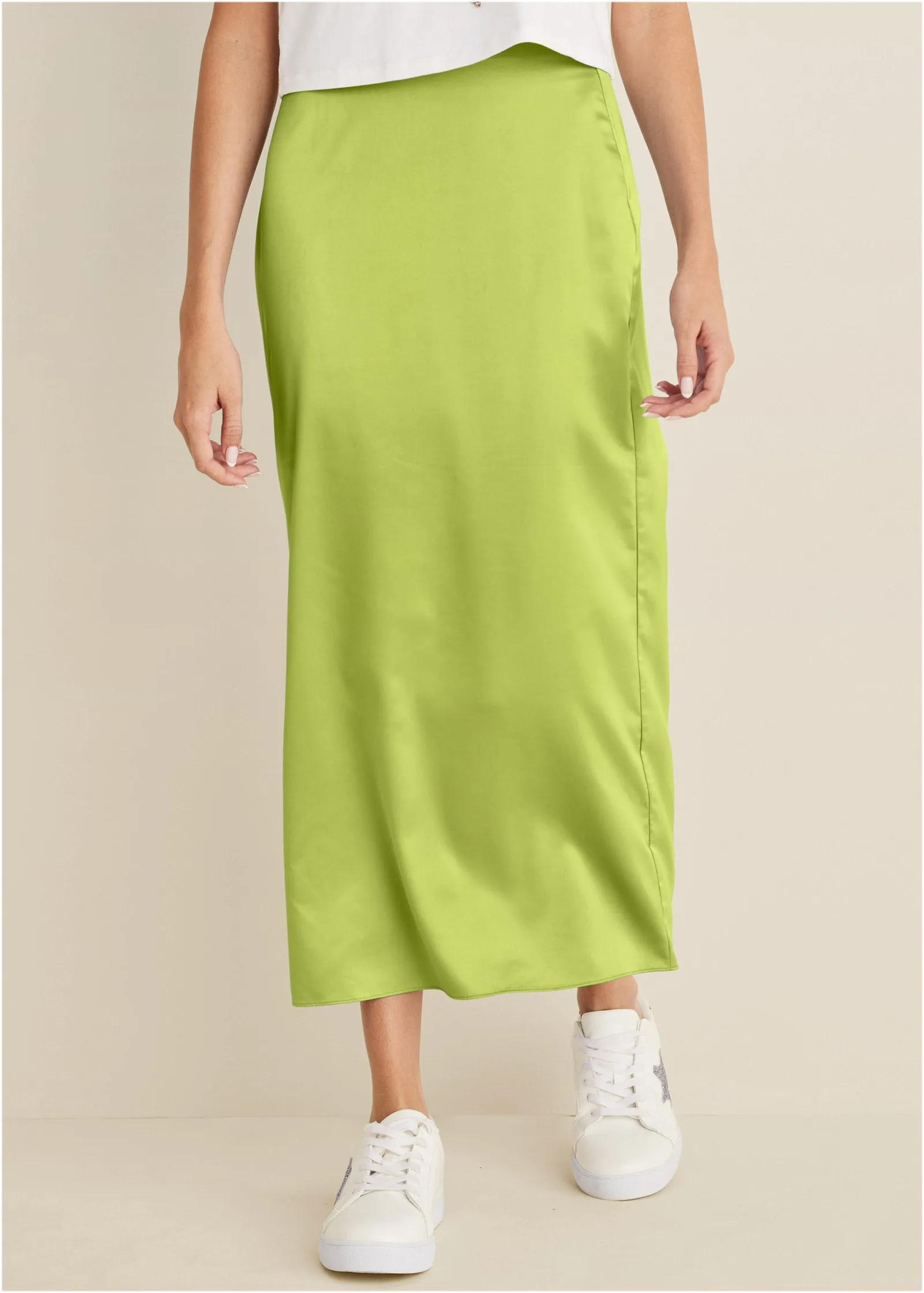 Midi Slip Skirt - Lime sold by VENUS