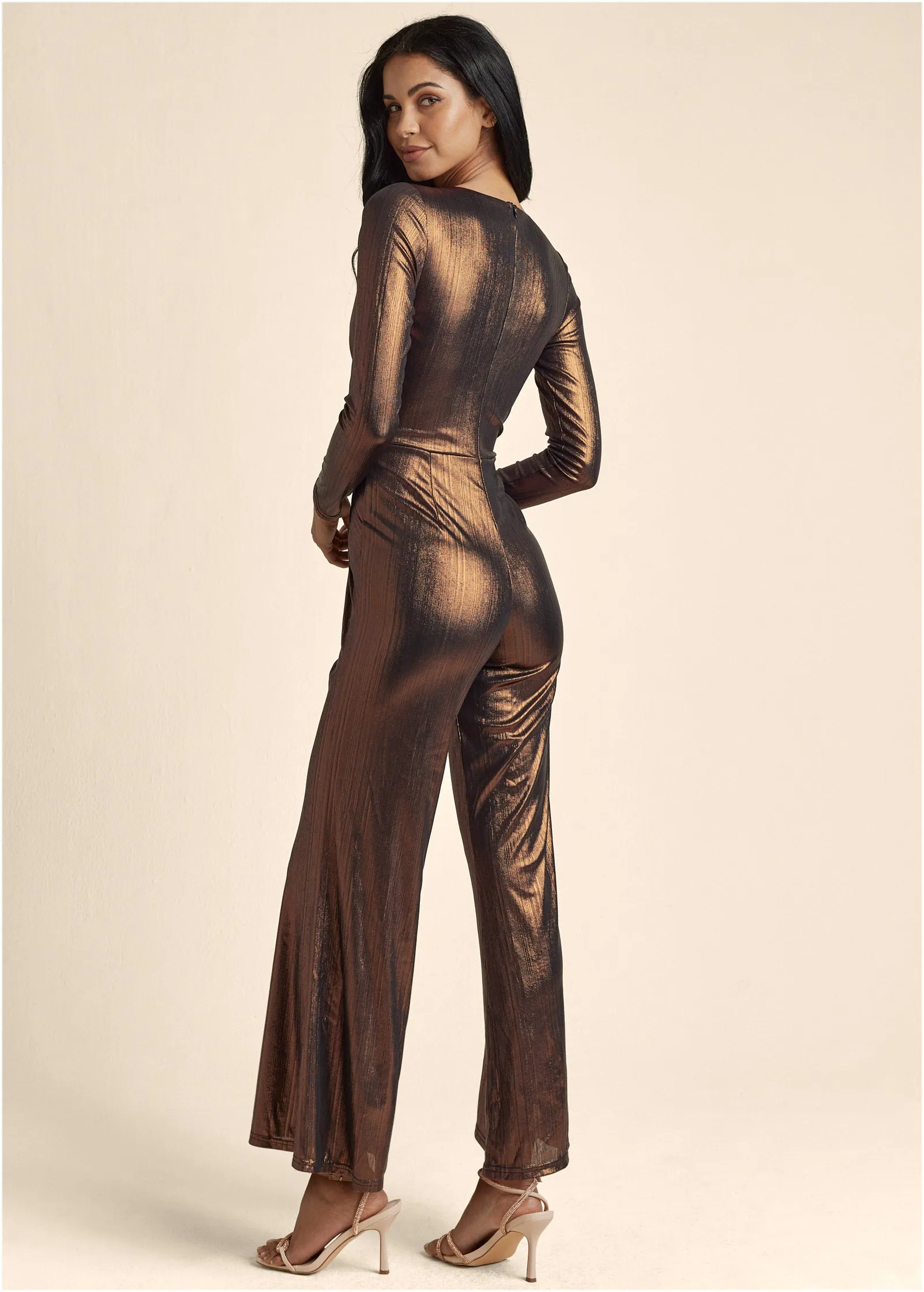 Twist Front Jumpsuit - Black & Bronze sold by VENUS product image thumbnail 2