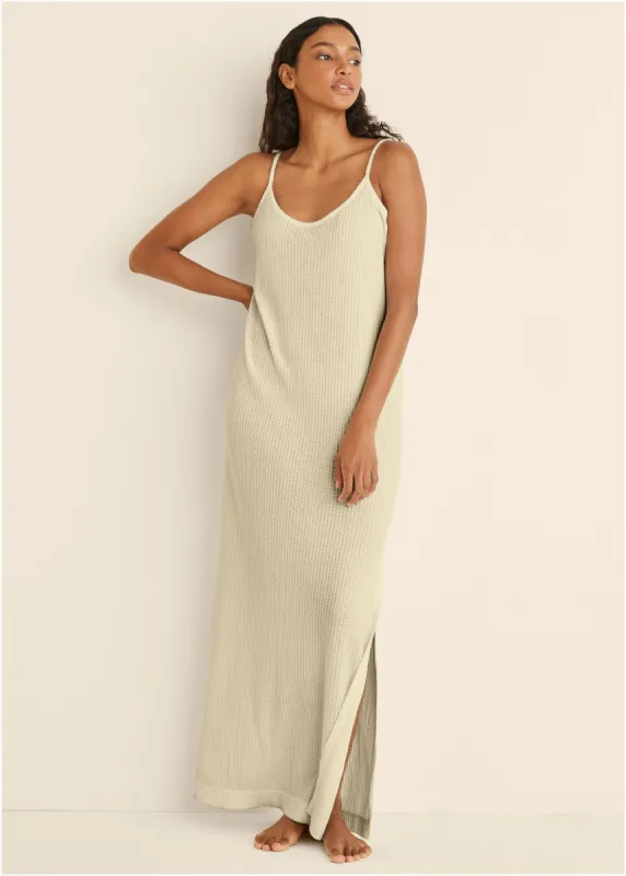 Cozy Waffle Maxi Dress - Oatmeal sold by VENUS