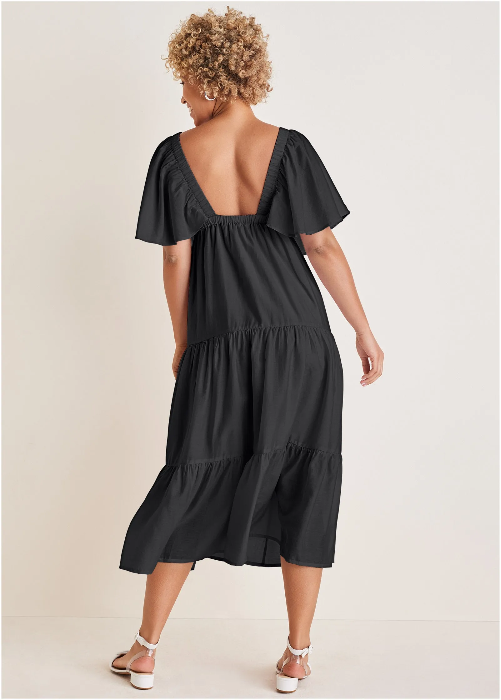Crinkle Midi Dress - Black sold by VENUS product image thumbnail 2