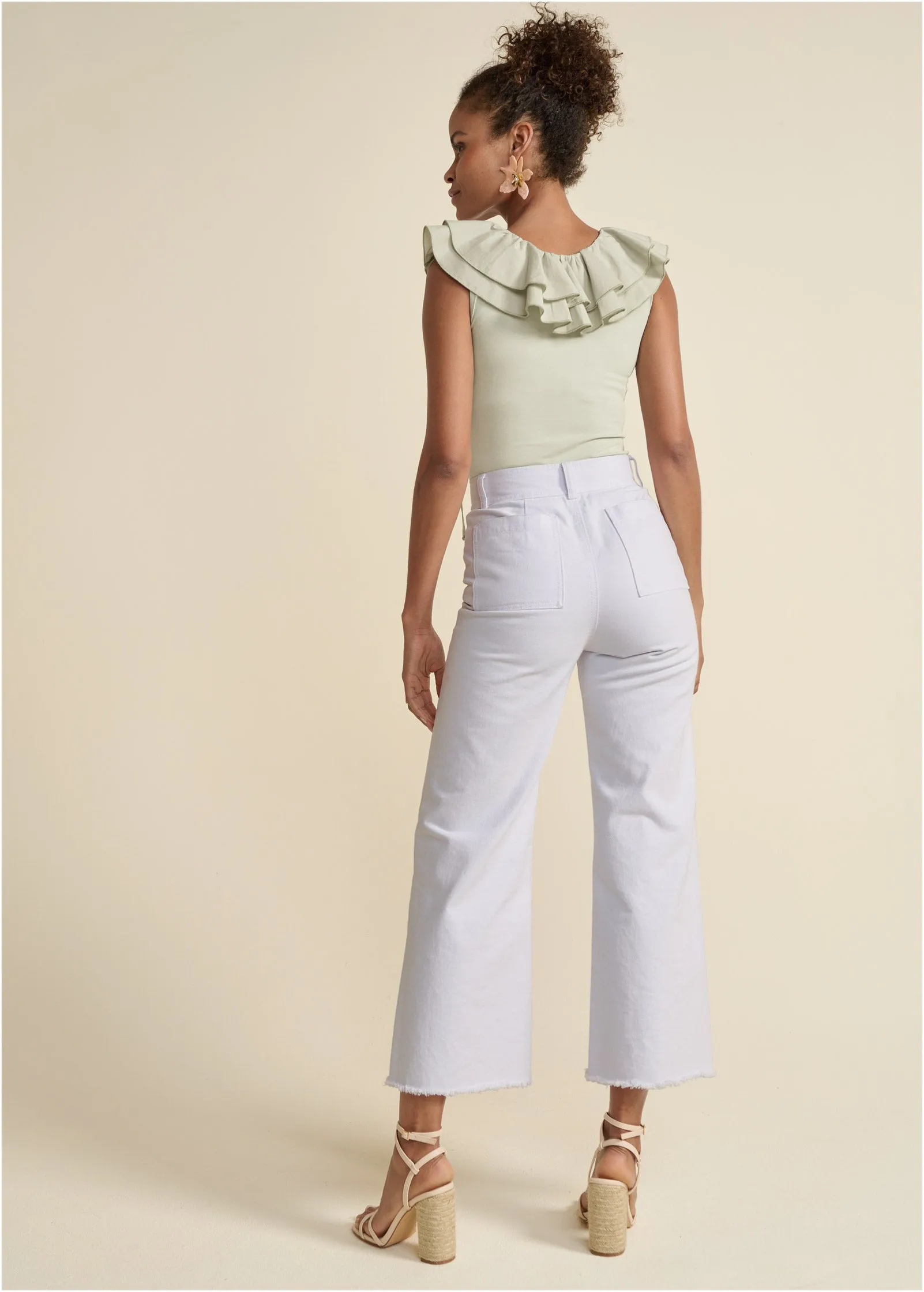 Poplin Ruffle Bodysuit - Sage sold by VENUS product image thumbnail 3