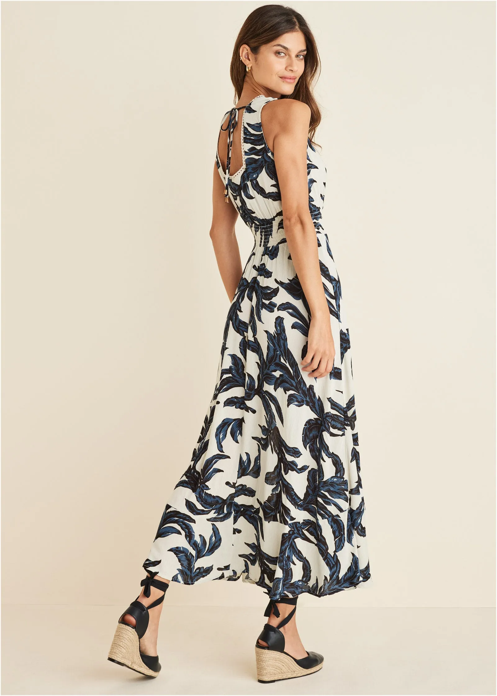 Open Back Printed Dress - Cream Multi sold by VENUS product image thumbnail 2