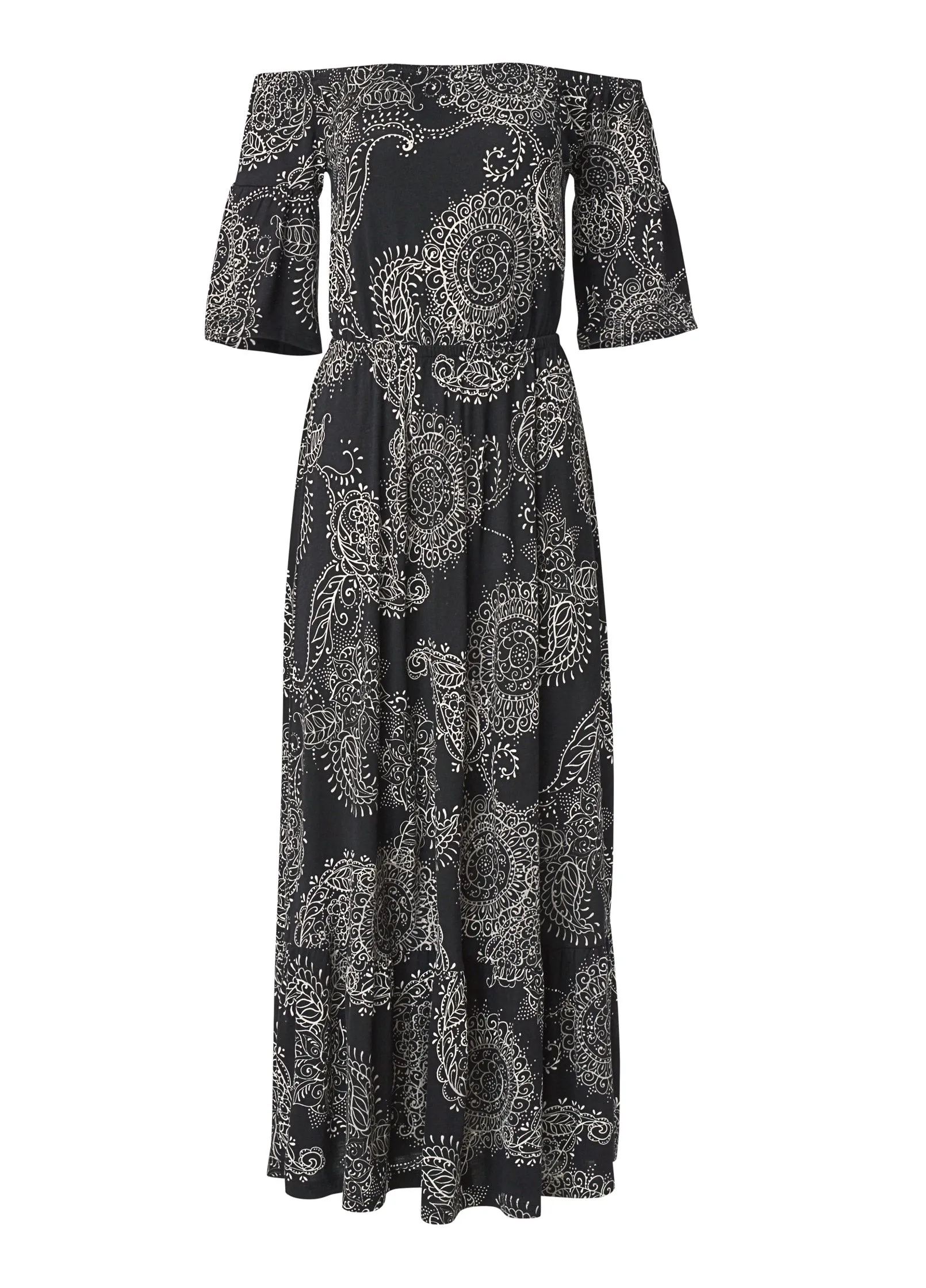 Off-The-Shoulder Maxi Dress - Black Multi sold by VENUS product image thumbnail 5