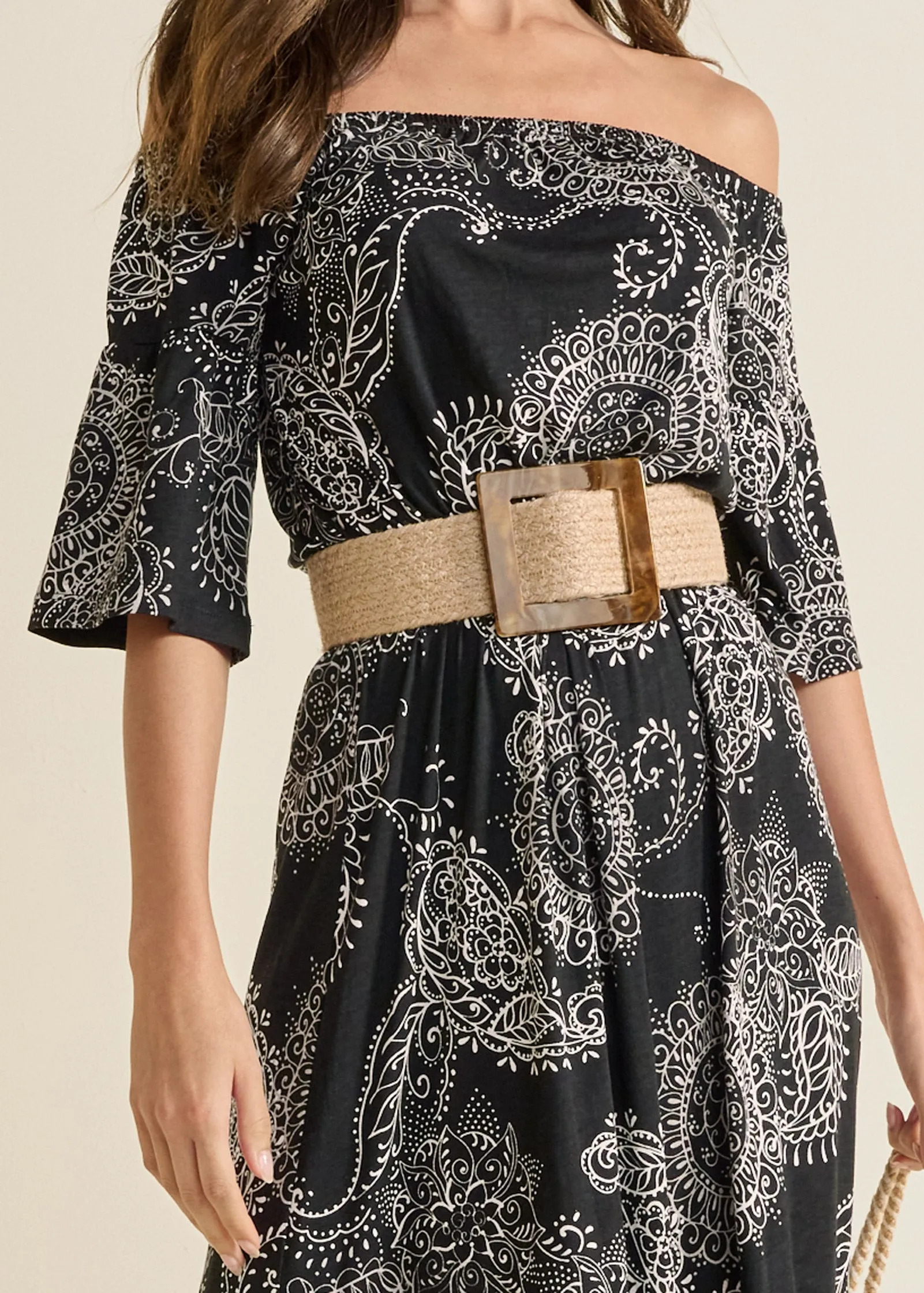 Off-The-Shoulder Maxi Dress - Black Multi sold by VENUS product image thumbnail 3