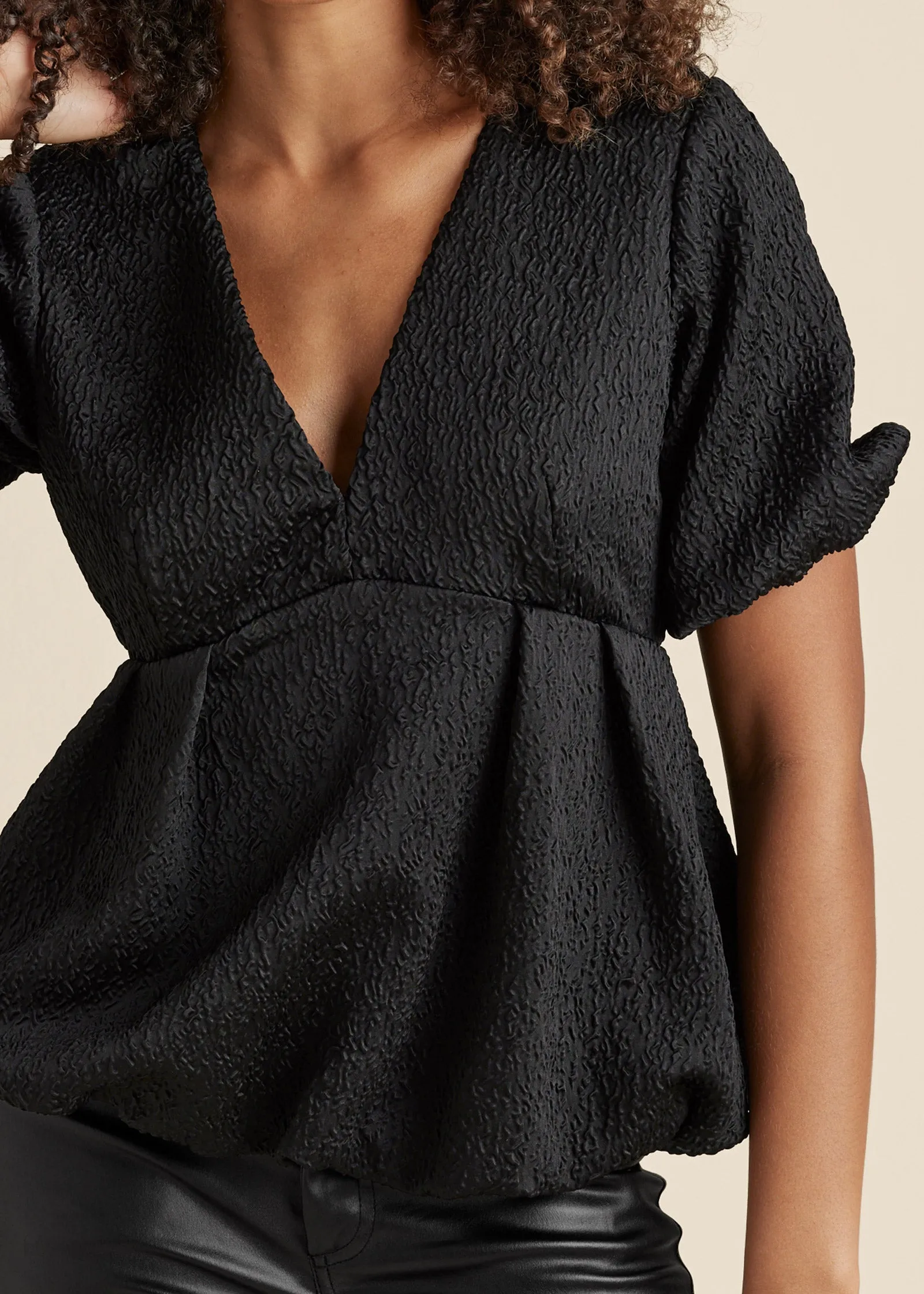 Textured V-Neck Top - Black sold by VENUS product image thumbnail 3