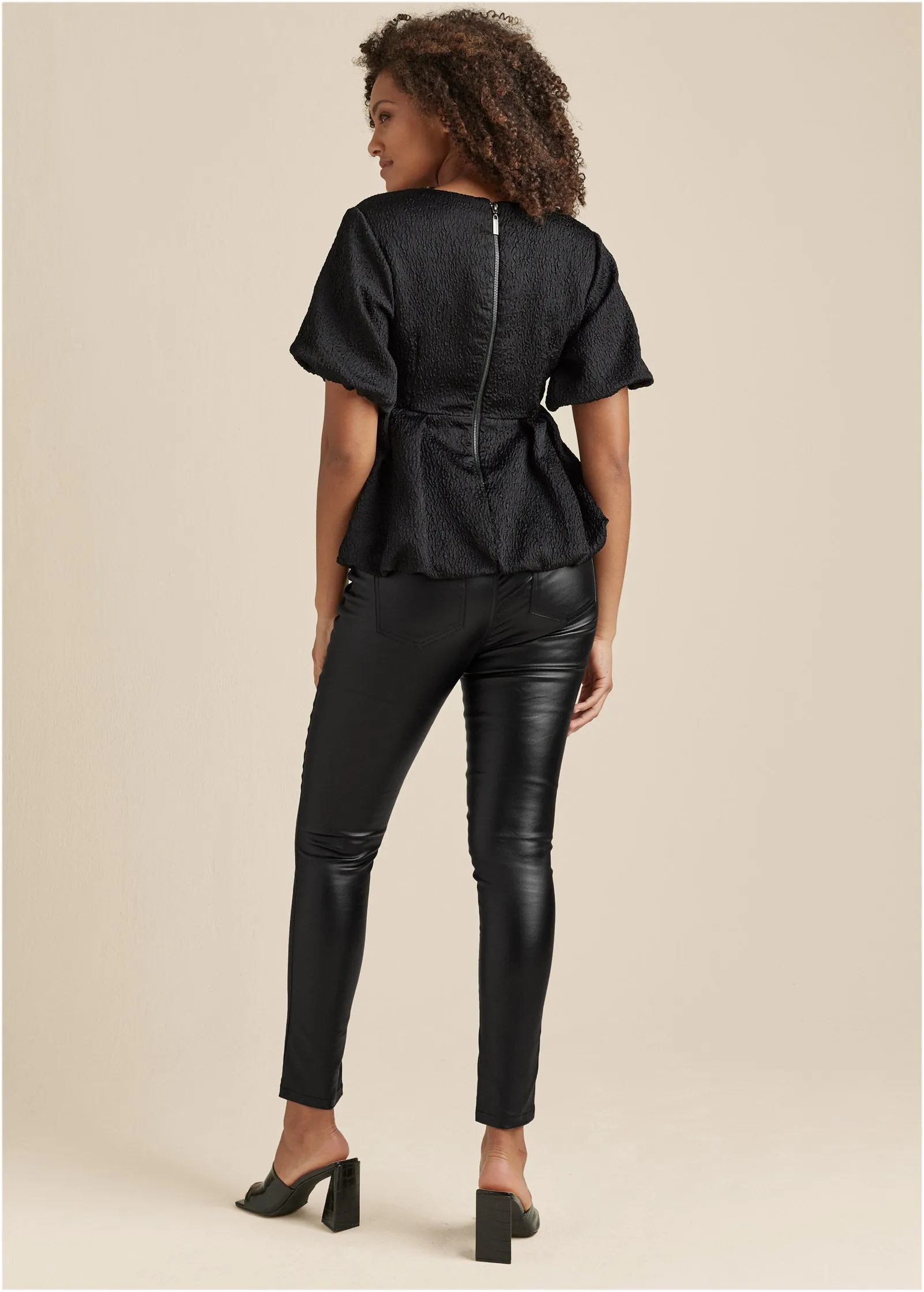 Textured V-Neck Top - Black sold by VENUS product image thumbnail 2