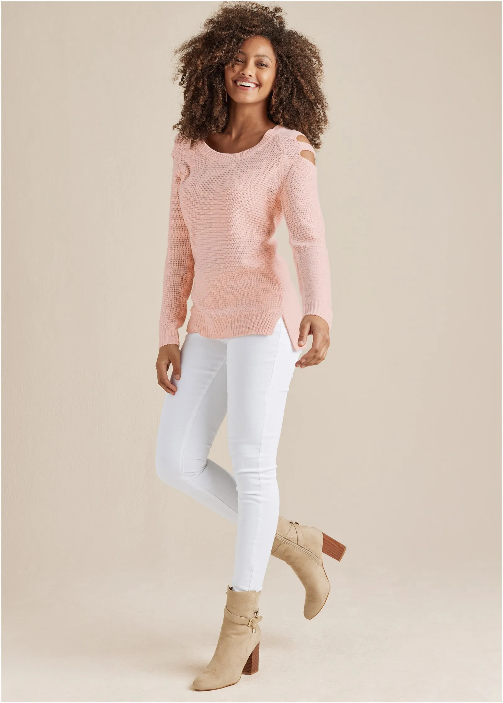 Cutout Sleeve Sweater - Blush sold by VENUS product image thumbnail 2