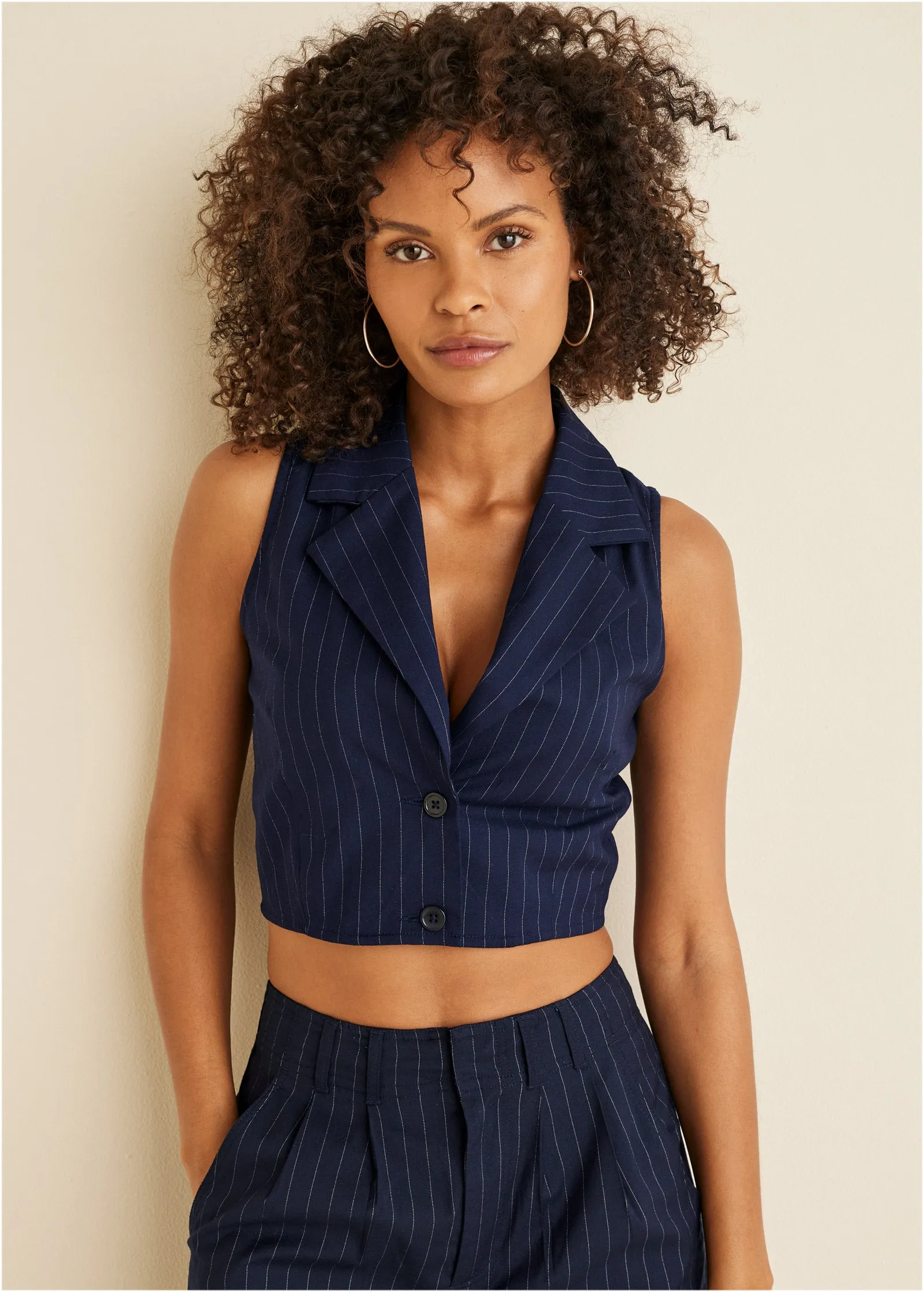 Sleeveless Cropped Suit Set - Navy Multi sold by VENUS product image thumbnail 5