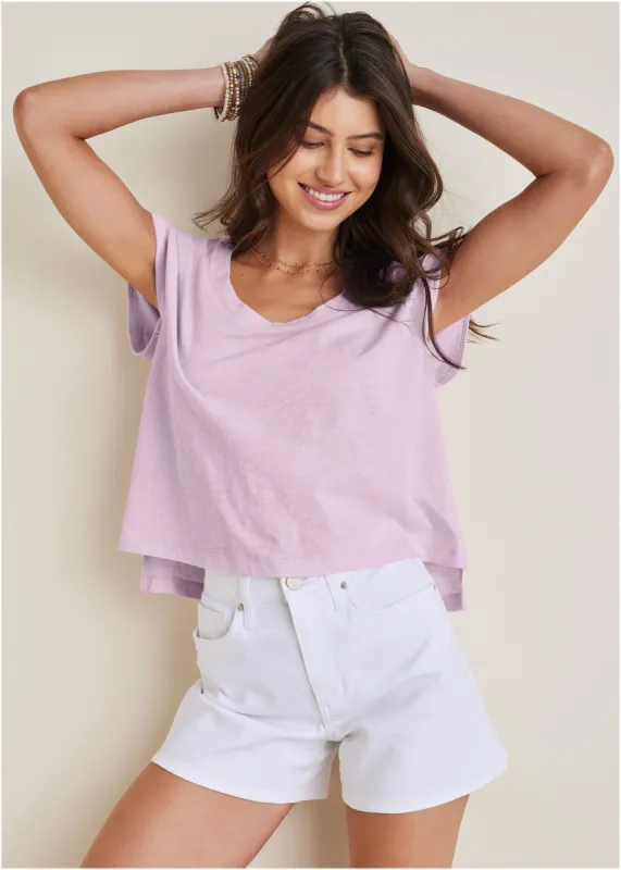 Scoop Neck Tee - Lilac sold by VENUS