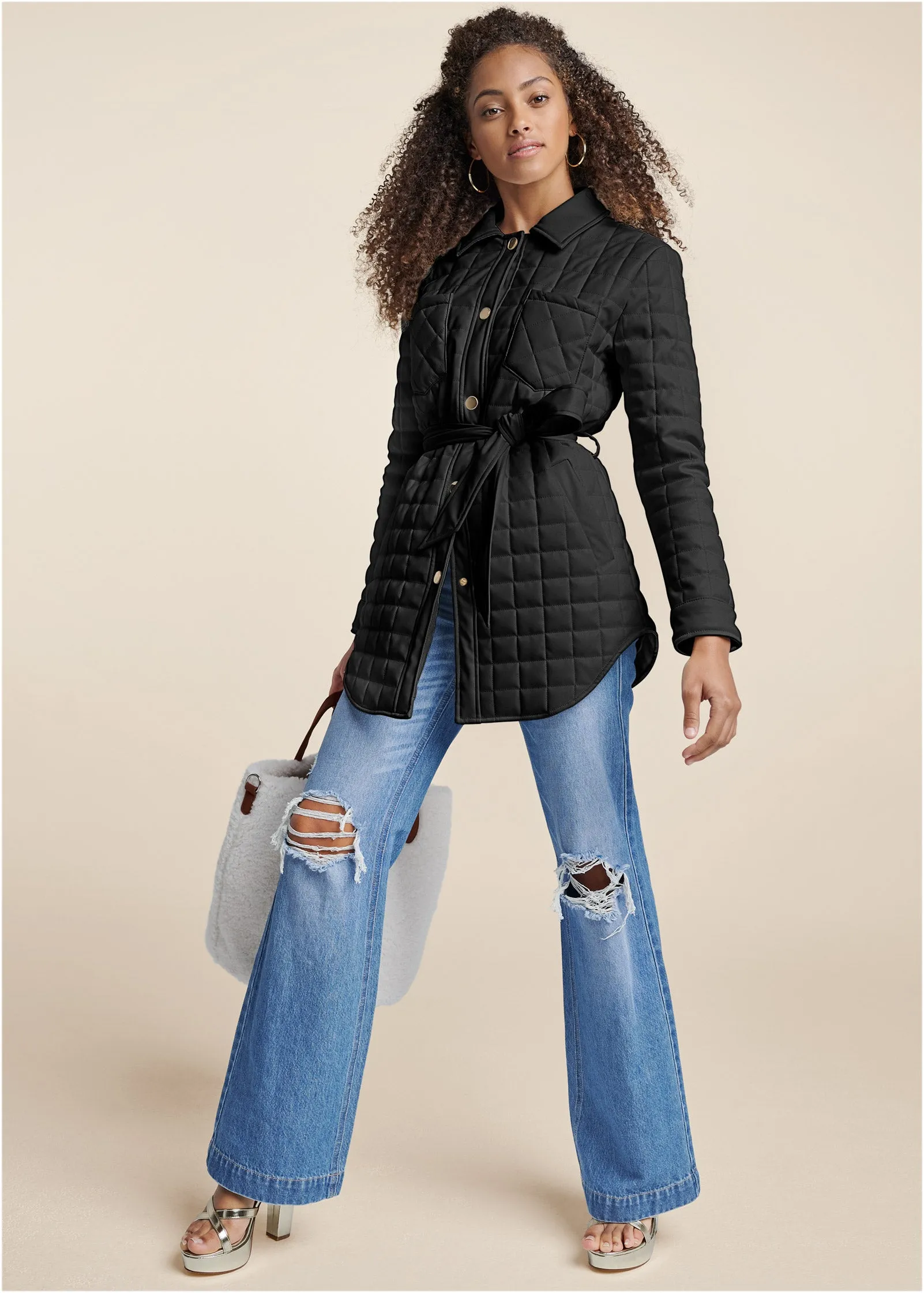 Faux-Leather Shacket - Black sold by VENUS product image thumbnail 2