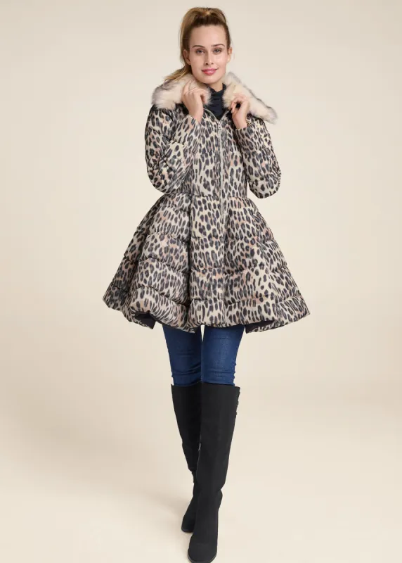 Peplum Puffer Coat - Off White Multi sold by VENUS