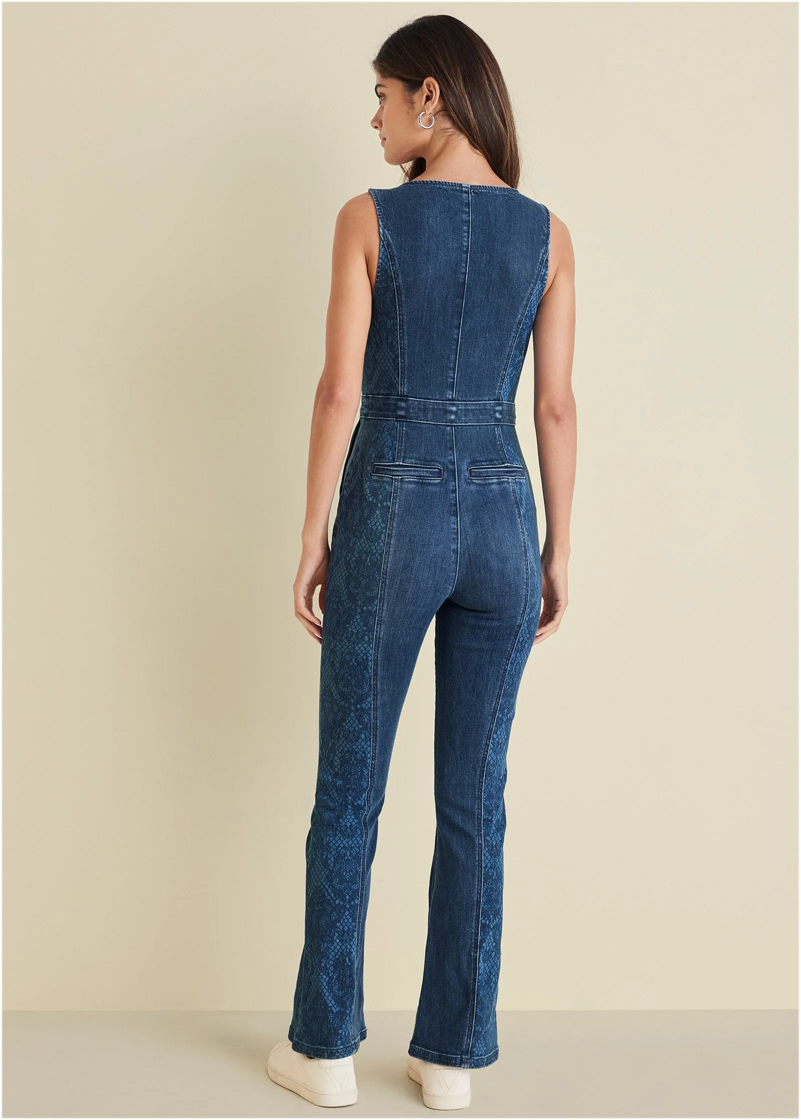 Lace Print Denim Jumpsuit - Medium Wash sold by VENUS product image thumbnail 2