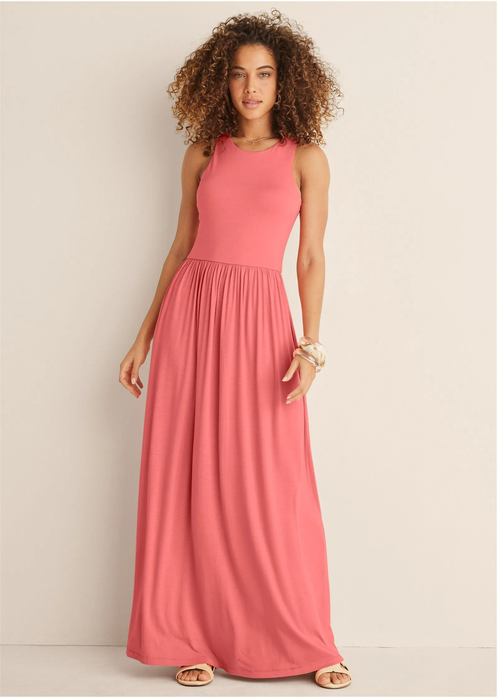 Maxi Dress With Pockets - Coral sold by VENUS