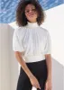 Smocked Mock-Neck Crop Top - Off White sold by VENUS