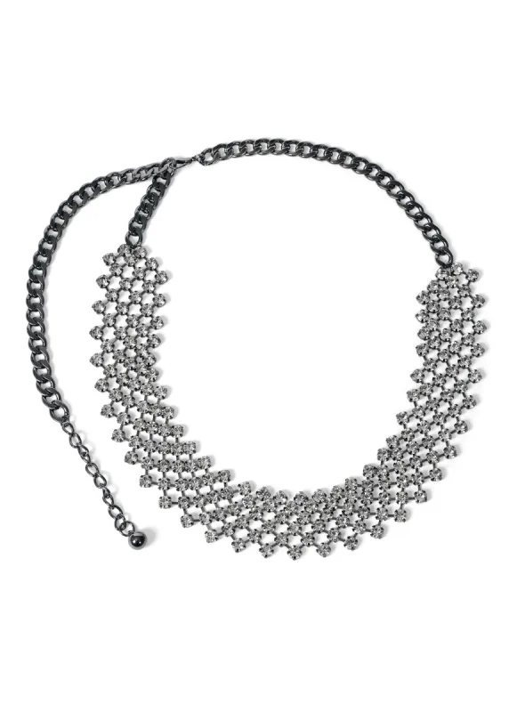 Rhinestone Chain Belt - Black Multi sold by VENUS