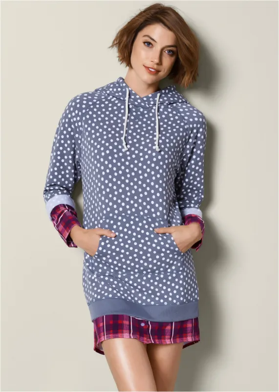 Mixed Print Sleep Dress - Navy Multi sold by VENUS