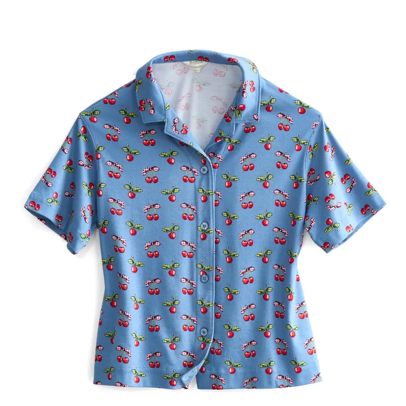 Short-Sleeved Button-Down Pajama Top made by Vera Bradley