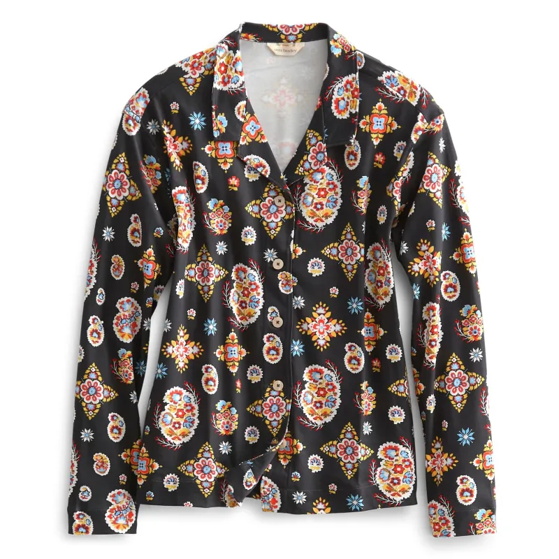 Long-Sleeved Button-Down Pajama Top made by Vera Bradley