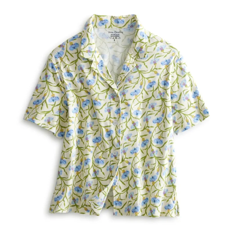 Short-Sleeved Button-Down Pajama Top made by Vera Bradley