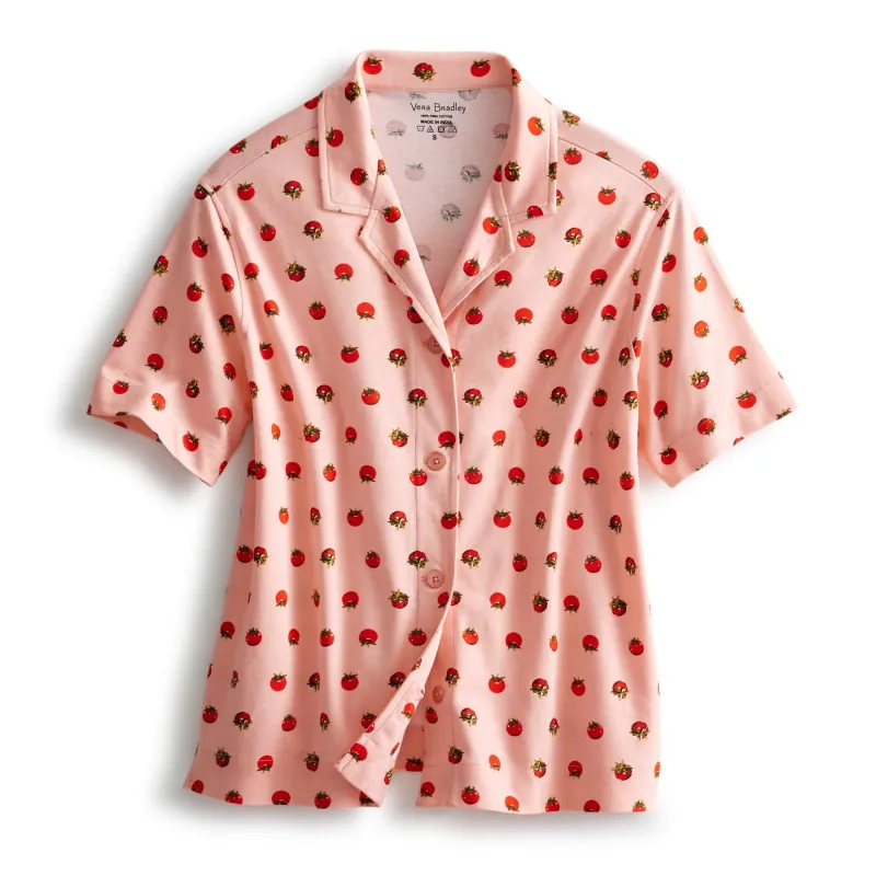 Short-Sleeved Button-Down Pajama Top made by Vera Bradley