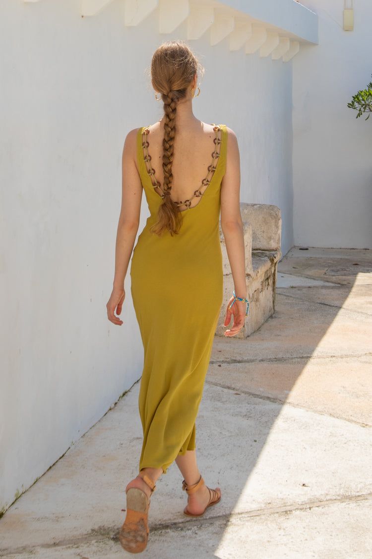 VRG GRL Hypnotic Bias Cut Midi Dress // Olive sold by Verge Girl product image thumbnail 3