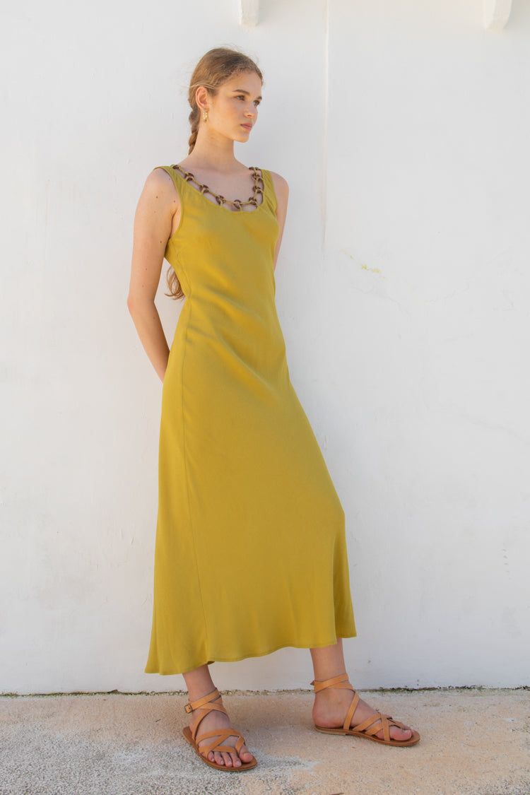 VRG GRL Hypnotic Bias Cut Midi Dress // Olive sold by Verge Girl product image thumbnail 5