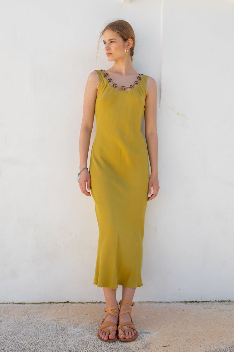 VRG GRL Hypnotic Bias Cut Midi Dress // Olive sold by Verge Girl product image thumbnail 2