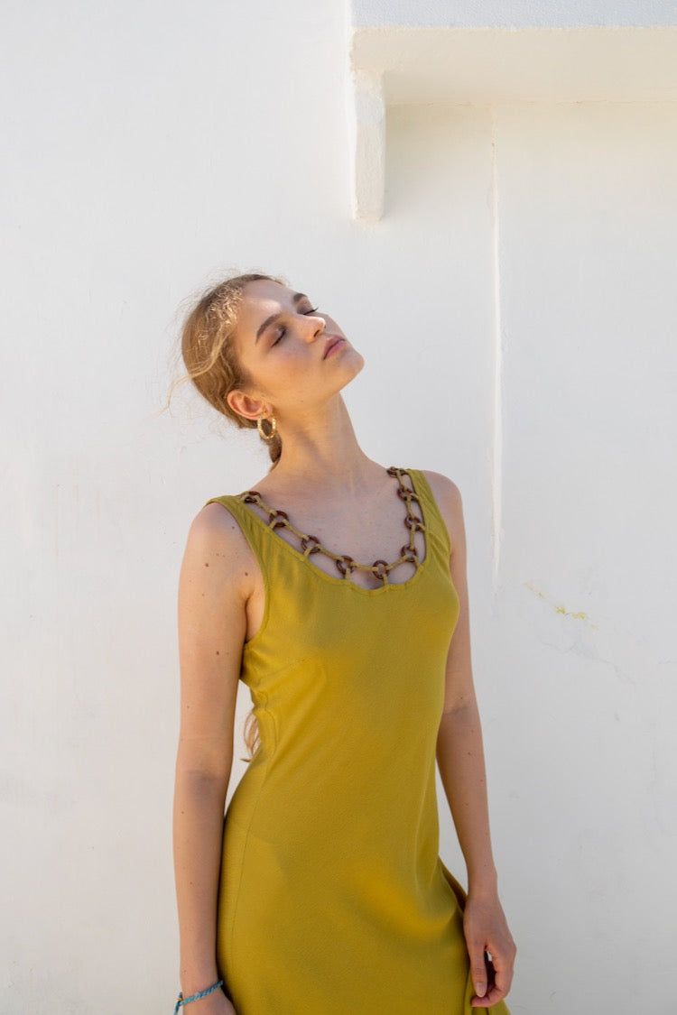 VRG GRL Hypnotic Bias Cut Midi Dress // Olive sold by Verge Girl product image thumbnail 4