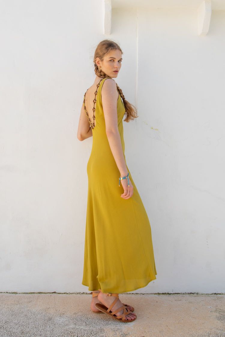 VRG GRL Hypnotic Bias Cut Midi Dress // Olive sold by Verge Girl product image thumbnail 8