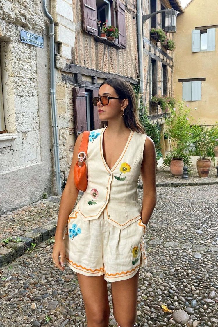 Fleuriste Linen Vest sold by Verge Girl product image thumbnail 5