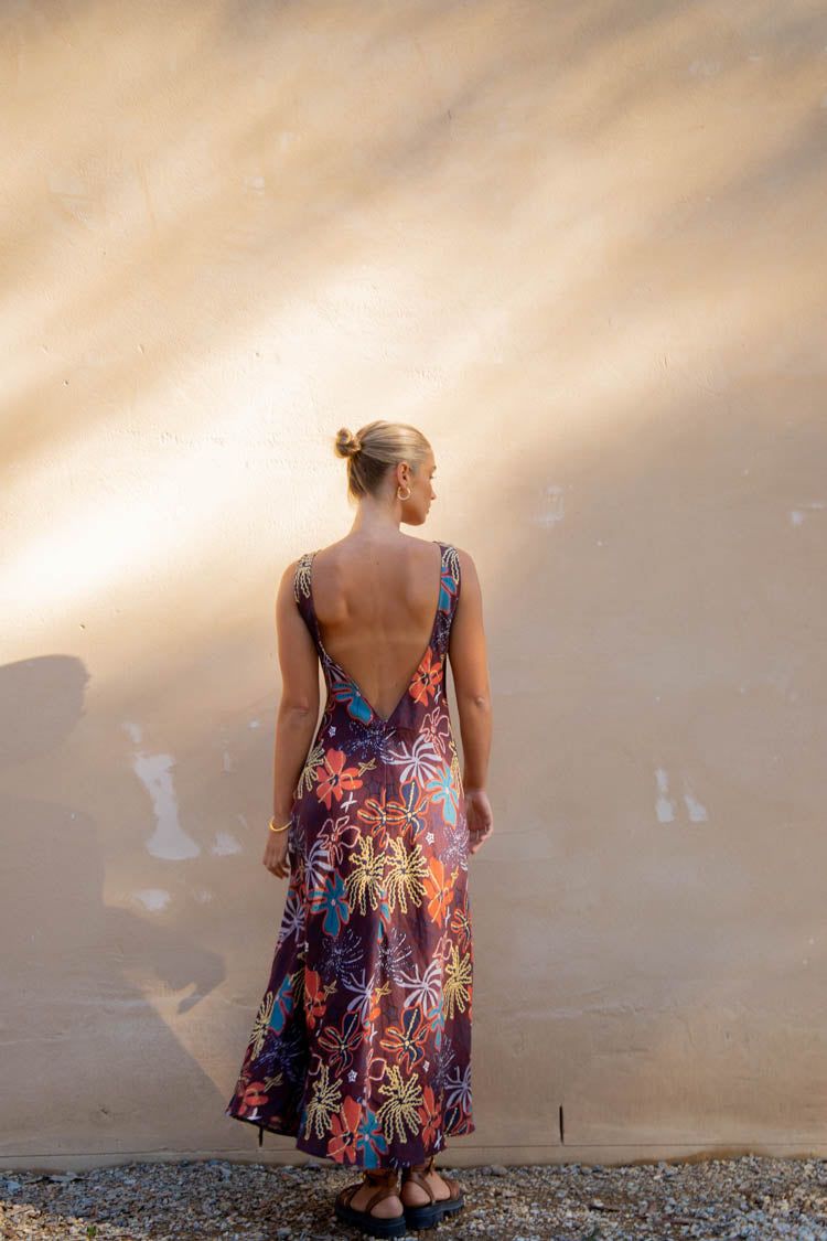 VRG GRL Art Of Bloom Bias Cut Maxi Dress // Exotica sold by Verge Girl