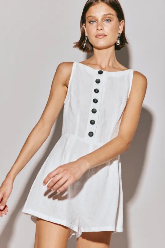 Rumi Linen Playsuit White sold by Verge Girl