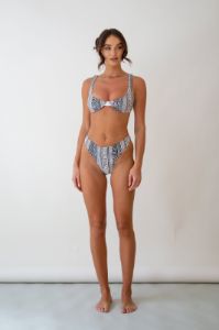 VRG GRL Milos Romance Bikini Top // Black Geo sold by Verge Girl