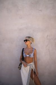 VRG GRL Milos Romance Bikini Top // Black Geo sold by Verge Girl