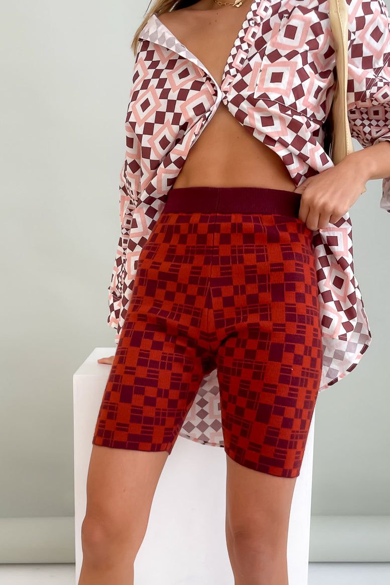 Under Control Knit Shorts Wine sold by Verge Girl product image thumbnail 7