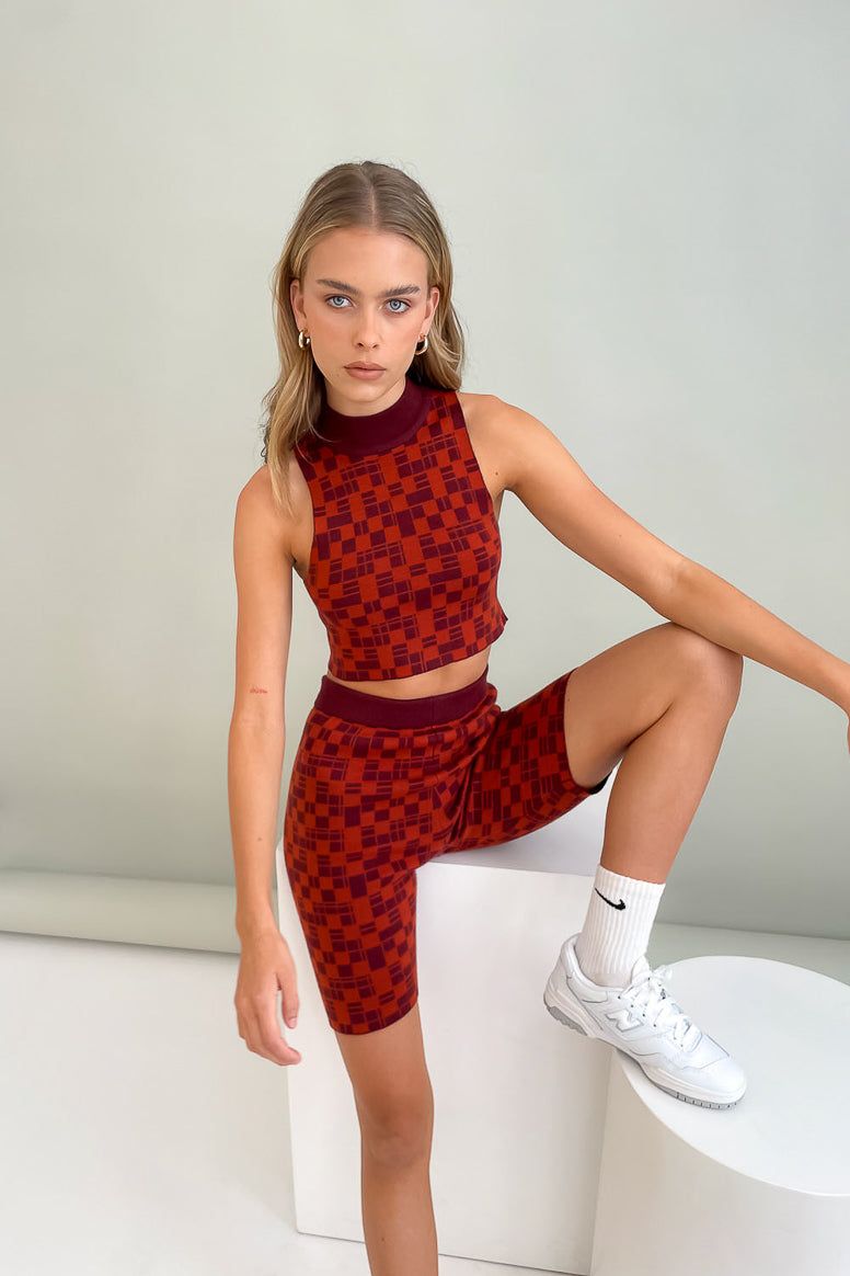 Under Control Knit Shorts Wine sold by Verge Girl product image thumbnail 3