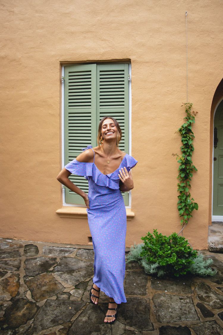 Feminine Muse Bias Cut Maxi Dress Purple sold by Verge Girl product image thumbnail 5