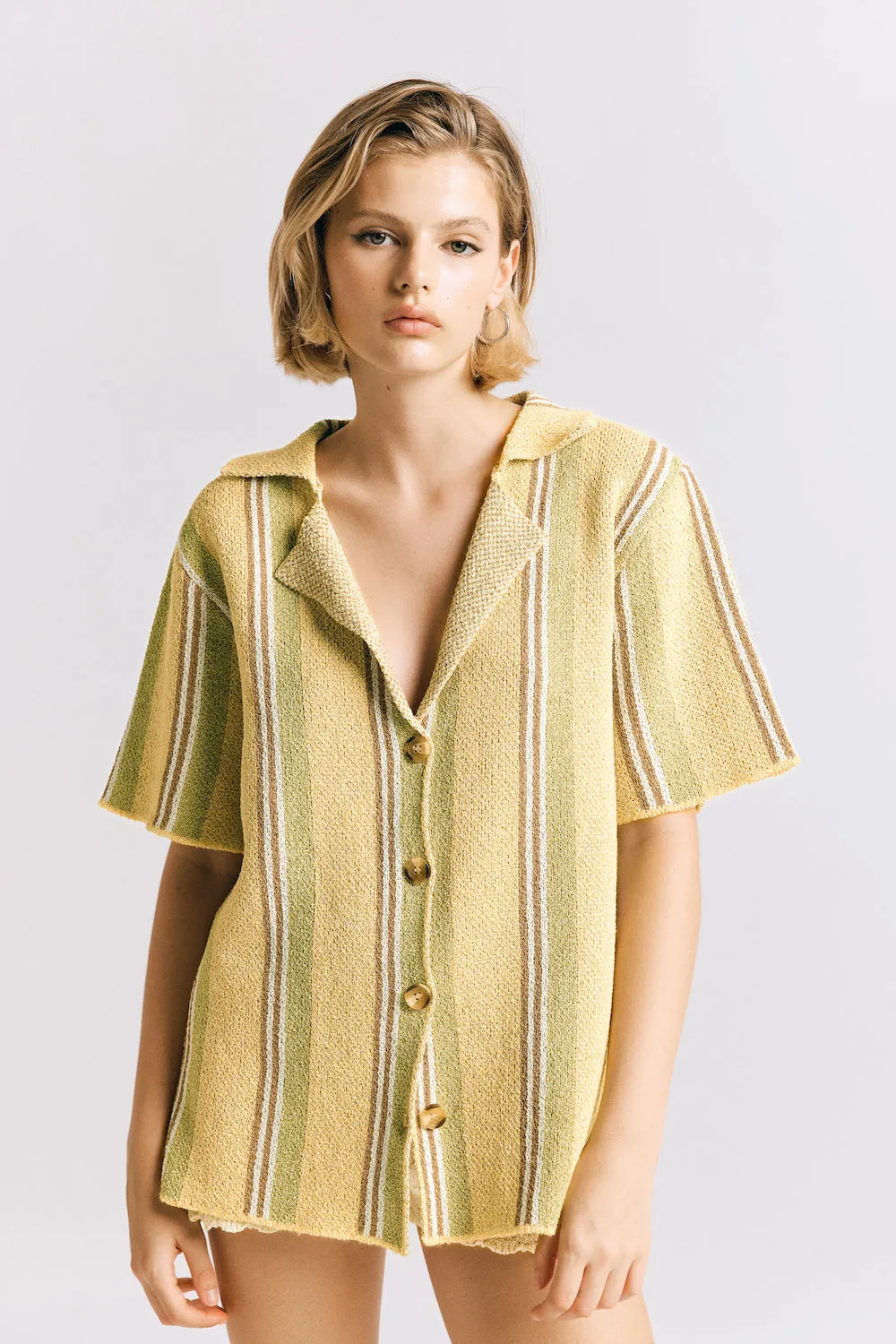 Harlow Knit Shirt Yellow Stripe sold by Verge Girl product image thumbnail 3