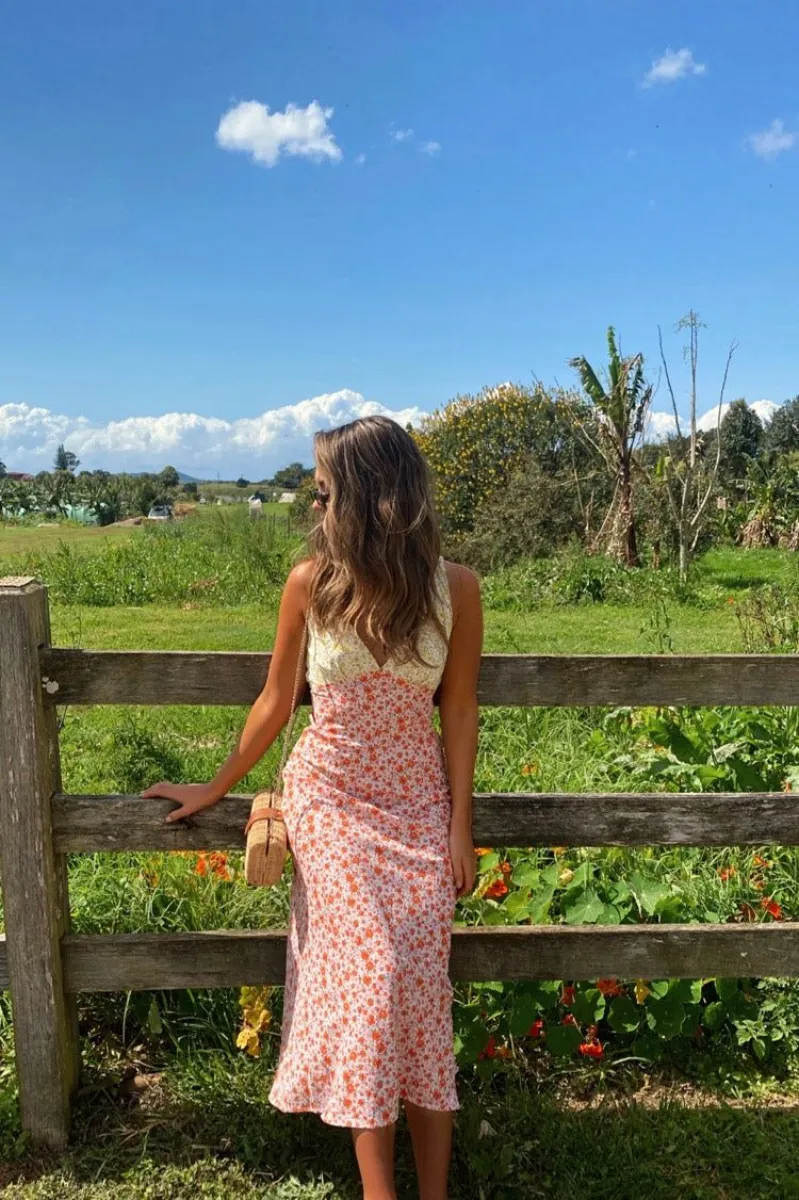VRG GRL Postcards From Italy Bias Cut Midi Dress // Pink | Parallel