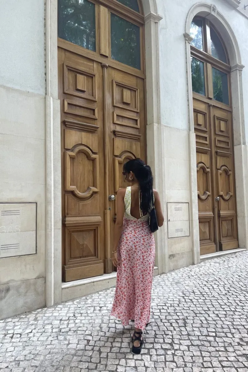 vrg grl postcards from italy bias cut midi dress VRG GRL Postcards From Italy Bias Cut Midi Dress // Pink