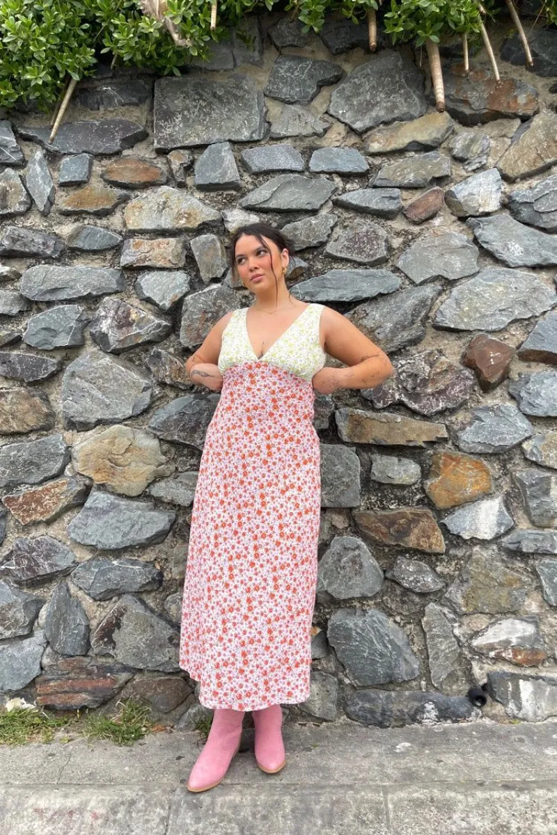 VRG GRL Postcards From Italy Bias Cut Midi Dress // Pink | Parallel