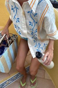 VRG GRL Sunsets In Capri Linen Button Up Shirt // Natural sold by Verge Girl
