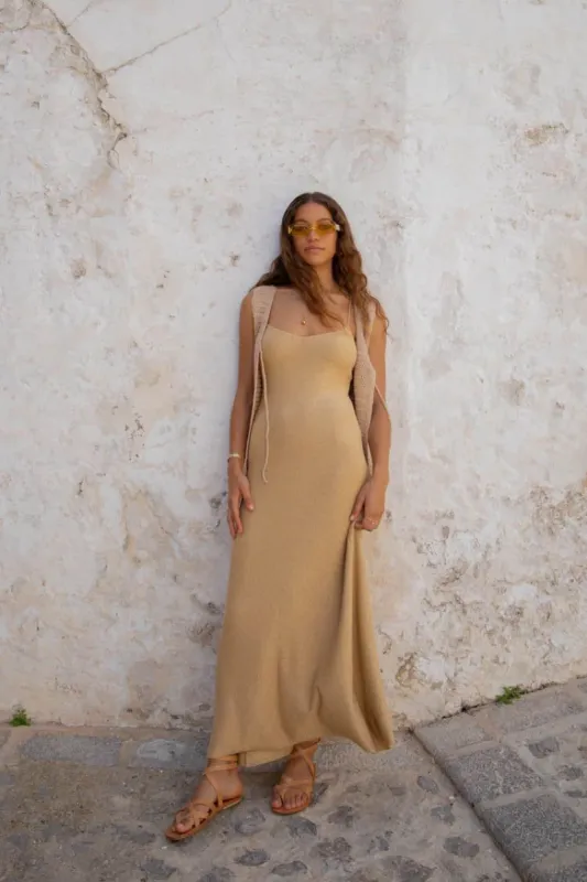 VRG GRL Spellbinding Muse Knit Maxi Dress // Gold sold by Verge Girl