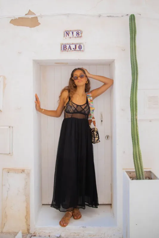 Back To Paris Midi Dress Black sold by Verge Girl