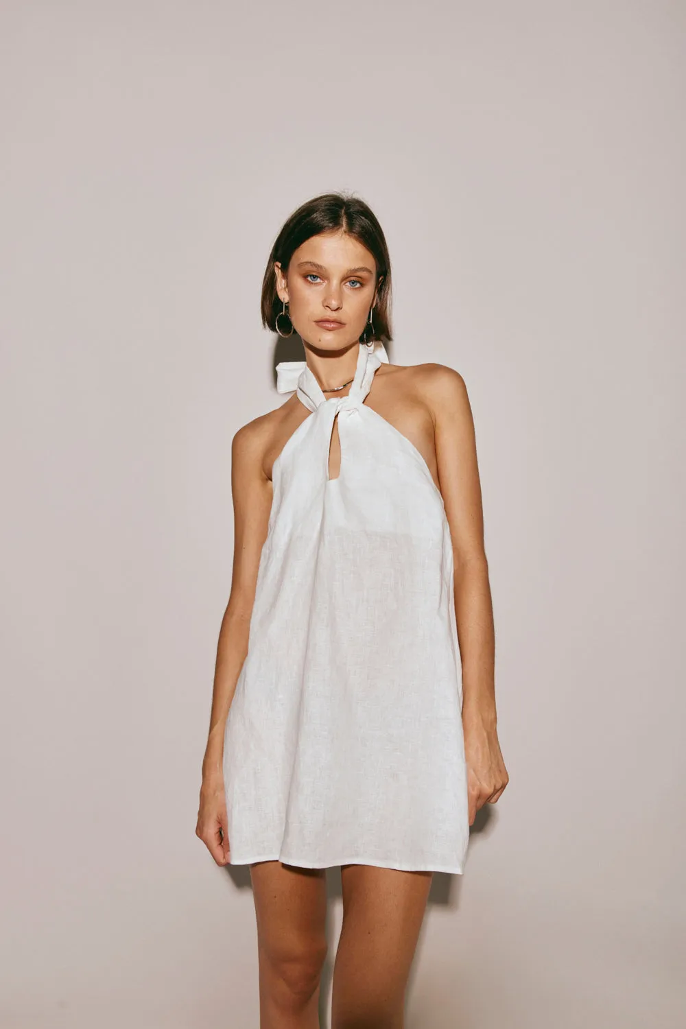 Natassia Linen Halter Mini Dress White sold by Verge Girl product image thumbnail 4