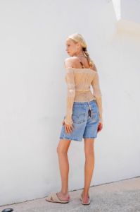 VRG GRL Tropical Noir Knit Top // Beige sold by Verge Girl