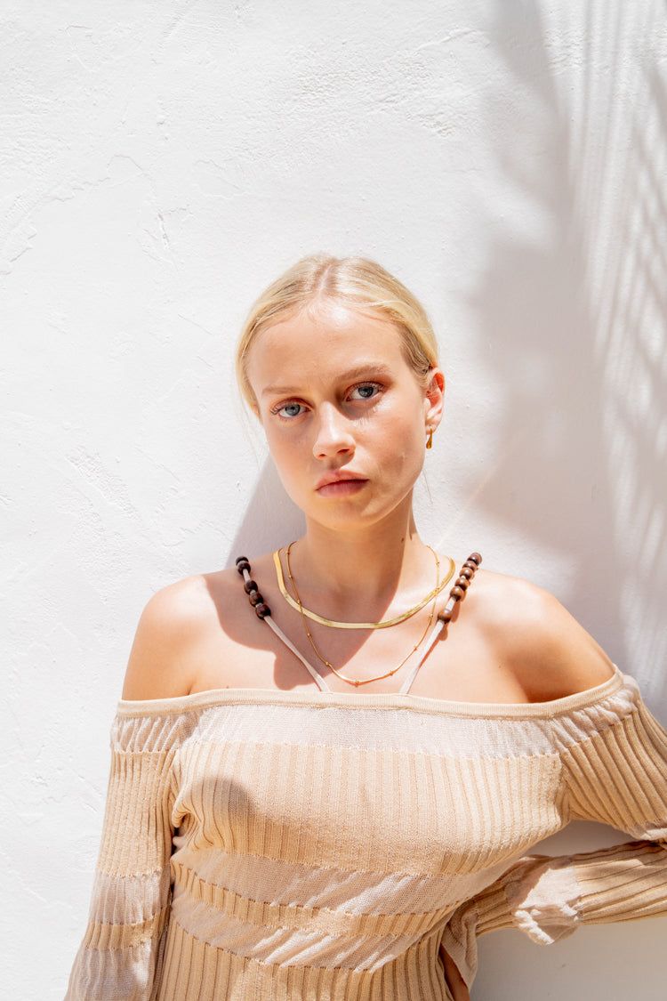 Tropical Noir Knit Top Beige sold by Verge Girl product image thumbnail 3